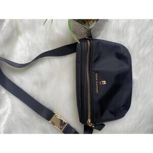 Michael Kors Black Nylon Waist Bag with Gold Hardware